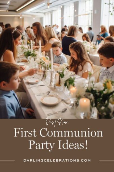 Visit Website First Communion Brunch Ideas, First Holy Communion Decoration Ideas, First Communion Activities, 1st Communion Party Ideas, Best Party Themes, First Communion Party Ideas, First Communion Boy, Communion Party Ideas, Communion Table