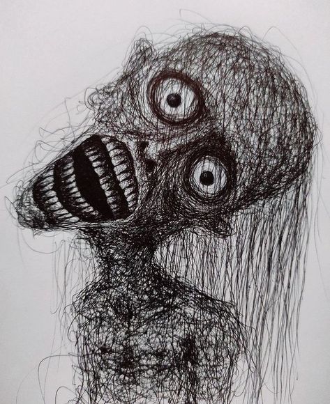 Creepy Sketches, Scary Drawings, Creepy Drawings, Boho Art Drawings, Scribble Art, Pen On Paper, Meaningful Drawings, Macabre Art, Deep Art