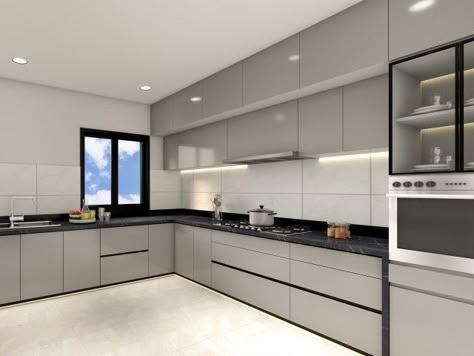 Kitchen - Indian - Kitchen - by L Square Interiors Concept | Houzz L Shape Kitchen Design, Latest Modular Kitchen Design, L Shaped Modular Kitchen, Kitchen Design Countertops, Kitchen Cabinetry Design, Серая Кухня, Latest Kitchen Designs, Shaped Kitchen, Kitchens Design