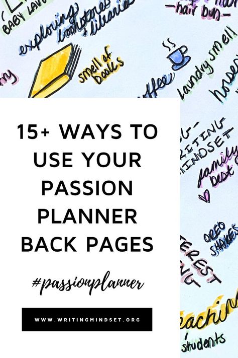 Use a passion planner to keep track of life and dreams! This post gives details and inspiration about how to use the blank pages in the back of your passion planner. Passion Planner Digital Inspiration, Passion Ideas Inspiration, Passion Planner Back Pages, Passion Planner Layout, Passion Planner Aesthetic, Passion Planner Back Page Ideas, Passion Planner Daily Inspiration, Passion Planner Roadmap, Passionate Penny Pincher Planner Ideas