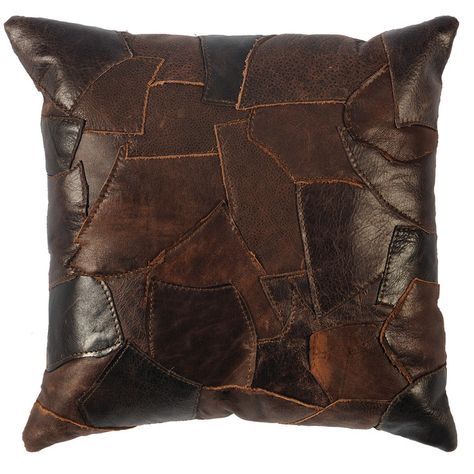 Wooded River Leather Throw Pillow & Reviews | Wayfair Leather Pillows, Barn Wood Picture Frames, Suede Throw Pillows, Patch Pillow, Western Bedding, Leather Throw Pillows, Black Forest Decor, Wood River, Cowboy Decorations