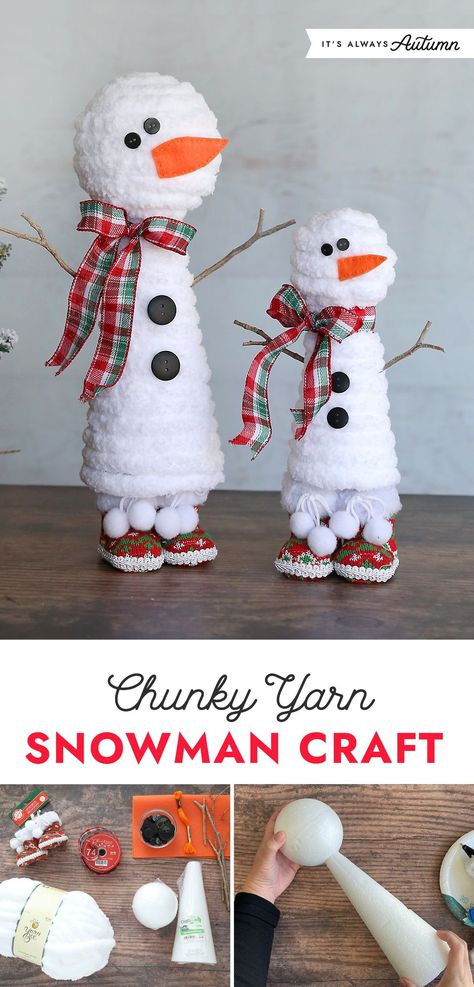 Felt Ball Snowman, How To Make Christmas Crafts, Snowman With Styrofoam Balls, Yarn Wrapped Snowman, Christmas Styrofoam Crafts, Foam Ball Snowman, Diy Snowmen Using Styrofoam Balls, Snow Man Crafts For Kids, Sellable Christmas Crafts Diy Ideas