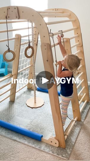 26K views · 1.6K reactions | Currently on SALE!! This whole site is currently marked down! They have an array of Swedish climbing walls, to rockers, and indoor play gyms. Comment GYM below and make sure you’re following us so I can send you the link! ⬇️

I have my eye on the 4-in-1 wooden Swedish wall for our next purchase! 

#toddler #toddleractivities #toddlerplay #indoorplay #sensoryplay #blw #blwideas #heathy #movement #kids | Ashley Zimmerman | Healthy Family Recipes | storiesofanewmom · Original audio Climbing Room For Kids, Climbing Wall Kids Room, Play Gym For Kids, Indoor Play Ideas, Toddler Climbing Wall, Toddler Jungle Gym, Kids Indoor Gym, Kids Jungle Gym, Craft Games