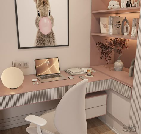 Girls Room Desk Ideas, Girl Desk Ideas, Bedroom Design With Study Table, Girls Bedroom Desk Ideas, Bedroom Study Table Design, Bedroom Workspace Ideas, Girls Desks, Bedroom Design Girl, Desk For Girls