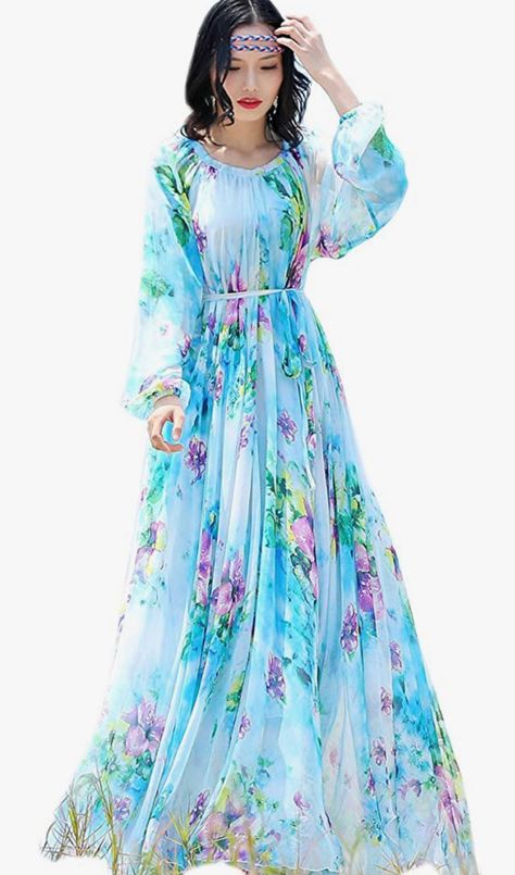 Beach Bridesmaid, Beach Bridesmaids, Long Holiday, Chiffon Floral, Maxi Bridesmaid Dresses, Holiday Beach, Dress Spring, Fairy Costume, French Blue