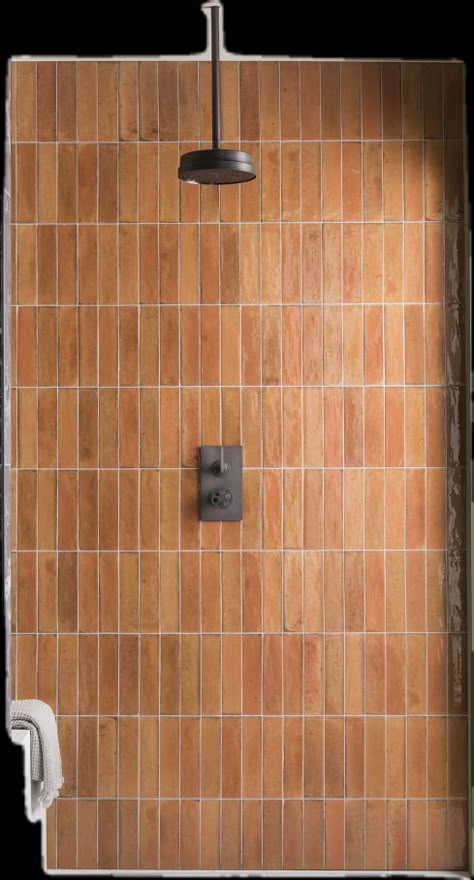 Orange Tile Bathroom, Layout Bathroom, Mandarin Stone, The Hoxton, Orange Tiles, Orange Bathrooms, Indoor Tile, Bathroom Layouts, Casa Country