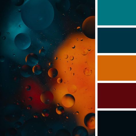 Teal and orange Black Orange Blue Color Palette, Red Black Brown Color Palette, Color Palette With Red And Blue, Campfire Color Palette, Energetic Color Palette, Color Palette Dark Blue, Tabaxi Warlock, Space Color Scheme, Color Palette Digital Art