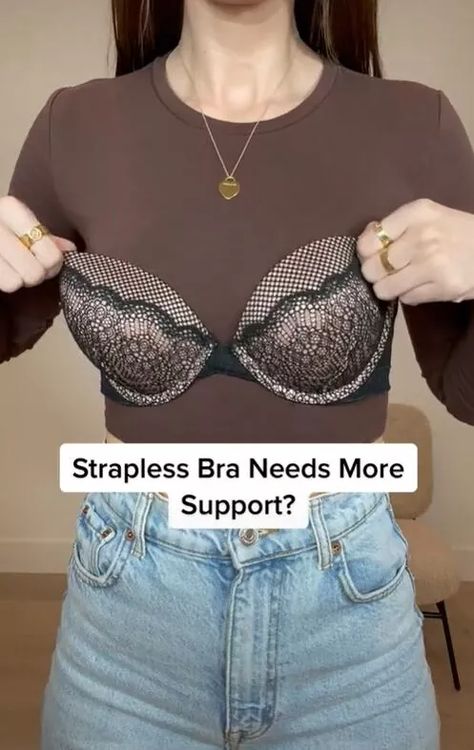 This guide shares 3 awesome strapless bra hacks. Learn how to get plenty of support without the straps showing in this quick tutorial. Make Any Bra Strapless, Bra Tricks Hacks, How To Make Strapless Bra Diy, Diy Strapless Bra Hacks, Make A Bra Strapless, How To Make A Bra Strapless, Diy Push Up Bra Hacks, Strapless Bra Tricks, Strapless Bra Hacks Diy Ideas