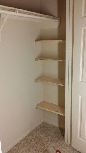 In Closet Shelves, Shelving For Small Closets, Add Shelf To Closet, Best Way To Utilize Closet Space, Bookshelf In Closet Storage, Shelf Above Closet, Target Shelf Closet, Adding Shelves To Closet, Small Closet Shelves