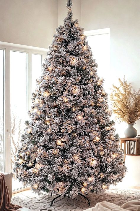 Best Choice Products Pre-Lit Artificial Christmas Tree, 6ft Snow Flocked Design Pine Tree, Full Appearance Snowy w/Easy Assembly, Metal Stand Christmas Tree 6ft, Snow Christmas Tree, Christmas Tree With Snow, Artificial Snow, Snow Flock, Pencil Christmas Tree, Snow Christmas, Metal Stand, Artificial Christmas Tree