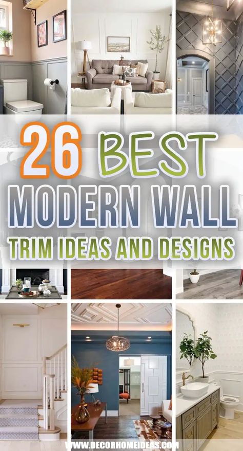 via @decorhomeidea Wall Molding Living Room Modern Wood, Wall Designs With Wood Trim, Trimmed Walls Bedroom, Mounding And Trim Ideas, Interior Wall Trim Ideas, Wall Moldings And Trim, Trim Ideas For Windows, Frame Trim On Wall, Living Room Wall Trim Ideas