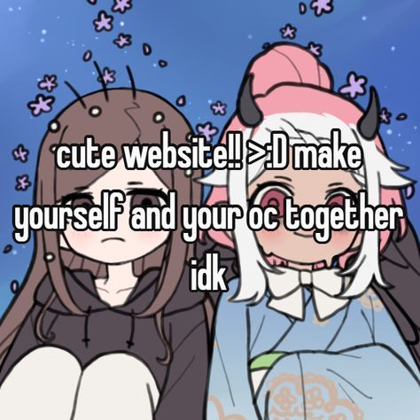 a cute little website, Picrew!! link on the bottom left or right idk were but there's a link!!! make yourself and your oc togther >:D Pretty Websites, Make Your Own Avatar, Code Aesthetic, Picrew Link, Cute Kawaii Art, Cute Websites, Oc Creator, Create Your Own Character, Make Your Own Character