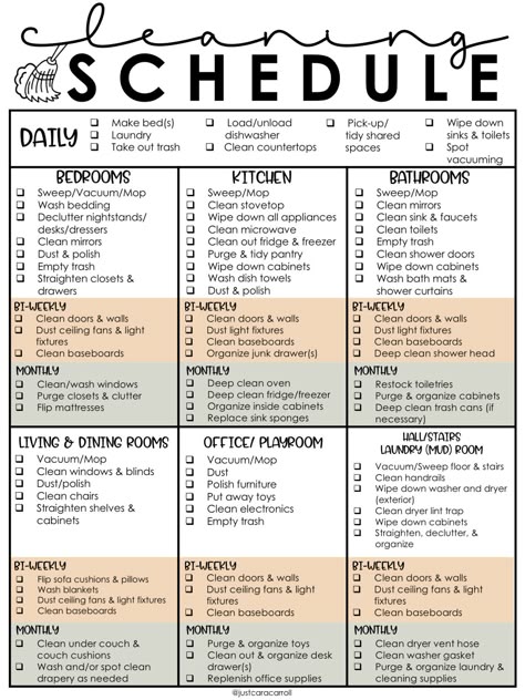 Easy Cleaning Schedule, Household Cleaning Schedule, Cleaning Schedule Printable, Clean House Schedule, How To Clean Mirrors, House Cleaning Checklist, School Schedule, Weekly Cleaning, Cleaning List