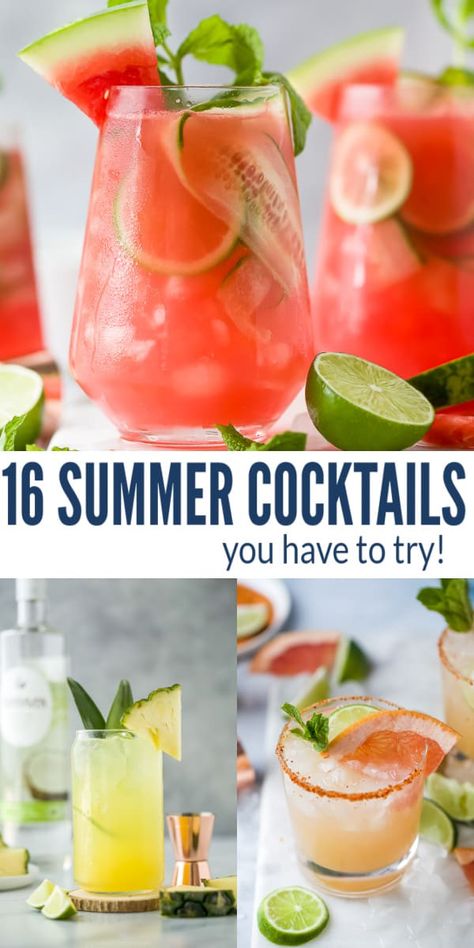 These refreshing Summer Cocktails are here to help you relax and recharge when the weather gets hot. Whether you're by the pool or enjoying a laid-back happy hour, these boozy beverages are bound to hit the spot! #summercocktails #cocktailrecipes #summerdrinks #cocktails #cocktailideas Pool Cocktails, Easy Mixed Drinks, Healthy Eats Recipes, Summer Drink Cocktails, Pool Drinks, Watermelon Cocktail, Best Summer Cocktails, Grapefruit Cocktail, Summer Drinks Alcohol