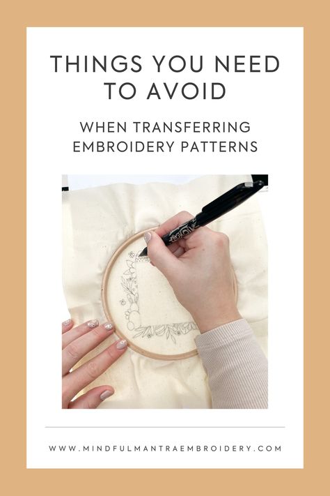 As a beginner, it's hard to know the right techniques, particularly for transferring embroidery patterns. Do you struggle to get neat lines, and don't know where you're going wrong? Read this blog post to find out our 4 best tips for how to transfer embroidery patterns to fabric. Embroidery Patterns With Instructions, Transfer For Embroidery, How To Transfer Embroidery Patterns, How To Transfer Sewing Pattern To Fabric, Transferring Embroidery Patterns, Transfer Embroidery Pattern To Fabric, How To Transfer Embroidery Patterns Diy, How To Transfer An Embroidery Pattern To Fabric, Erasable Pen