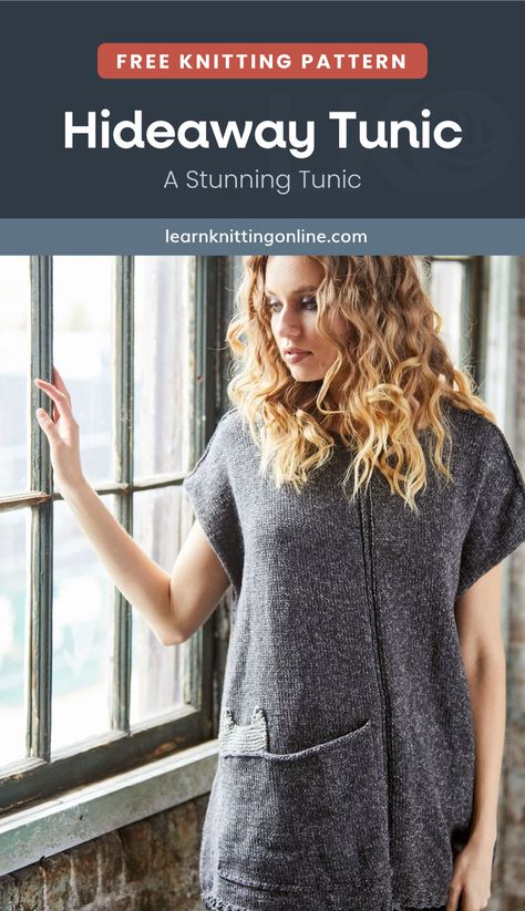 Knit Tunic Pattern, Tunic Pattern Free, Spring Knitting Patterns, Tunic Knitting Patterns, Spring Knitting, Winter Knitting Patterns, Fall Knitting Patterns, Learn Knitting, Simple Tunic