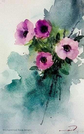 Floral Watercolor Paintings, Watercolor Paintings For Beginners, Watercolour Inspiration, Soyut Sanat Tabloları, Watercolor Projects, Loose Watercolor, Watercolor Flower Art, Cat Air, 수채화 그림