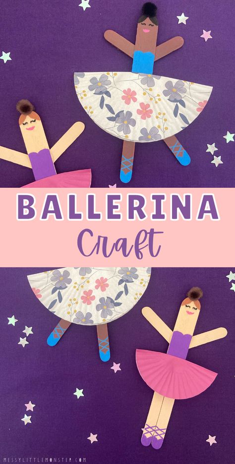 Dancer Craft, Ballerina Craft, Ballet Crafts, Girls Activities, Popsicle Stick Crafts For Kids, Crafts For Kids Preschool, Homeschooling Activities, Monkey Crafts, Dance Crafts