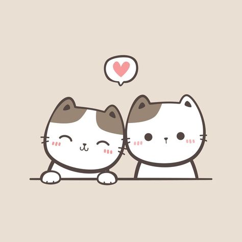 Cute cat kitty couple cartoon doodle illustration Matching Cat Pfp, Kitty Couple, Matching Cat, Cartoon Doodle, Cat Pfp, Heart Wallpaper, Cat Drawing, Cute Cat, Hello Kitty