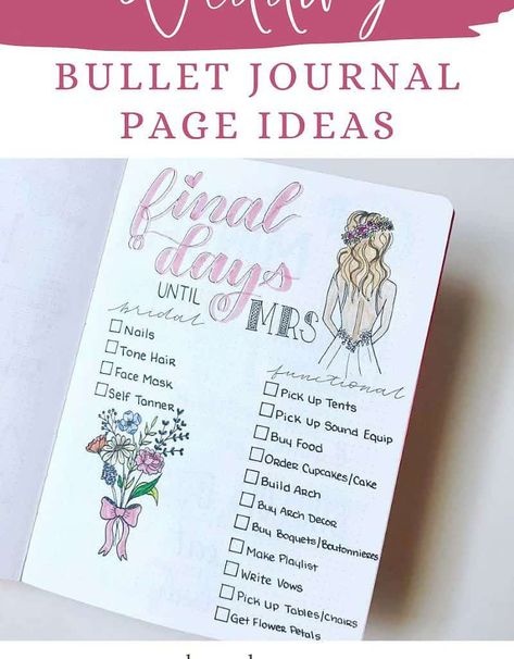 Wedding Journal Ideas, Diy Wedding Journal, Wedding Bullet Journal, Wedding Journal Planner, Bridal Journal, Bullet Journal Page Ideas, Journal Page Ideas, Honeymoon On A Budget, Wedding September