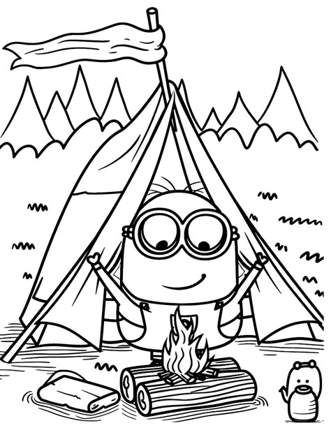 Campfire Crafts For Preschoolers, Printable Camping Coloring Pages, Call Coloring Pages, Camping Colouring Pages, Prek Outdoor Activities, Free Toddler Coloring Pages, Camping Printables Free For Kids, Summer Coloring Sheets Free Printable, Camping Coloring Pages Free Printable