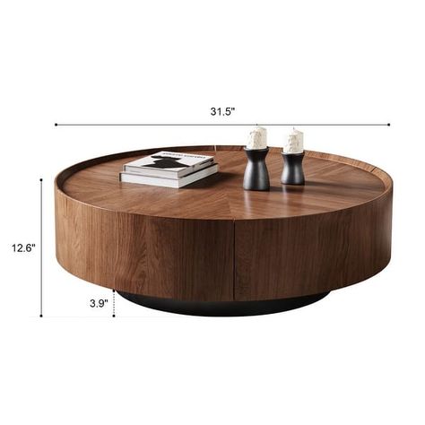 Mid Century Modern Coffee Table With Storage, Mid Century Farmhouse Style, Round Coffee Table With Storage, Round Walnut Coffee Table, Family Room Furniture Layout, Modern Industrial Coffee Table, Farmhouse Style Coffee Table, Mid Century Farmhouse, Walnut Wood Finish