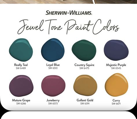 Jewel Toned Home Interior, Jewel Color Scheme, Jewel Tone Vintage Bedroom, Jewel Tone Cottage, Jewel Toned Accent Wall, Curry Paint Color, Boho Living Room Jewel Tones, Jewel Tones Bathroom, Moody Victorian Color Palette