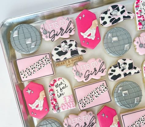 Man I Feel Like I’m One Birthday Cookies, Nashville Birthday Cookies, Disco Cowgirl Party Cookies, Disco Rodeo Cookies, Disco Cowgirl Cookies Birthday, Space Cowgirl Cookies, Disco Cowgirl 3rd Birthday, Shania Twain Themed Birthday Party, Shania Twain Birthday Theme