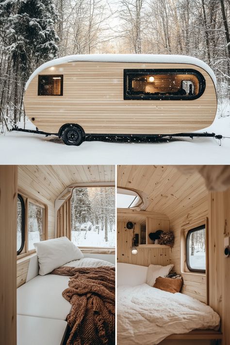 75 Tiny House Campers Inspirations and Ideas - TastyInteriors Camper Renovation Exterior, Tiny House Caravan, Camper Tiny House Conversion, Rv Conversion To Tiny House, Small Camper Living, Vintage Tiny House, Small Airstream, Camper Van Interior Ideas, Tiny Camper Trailer