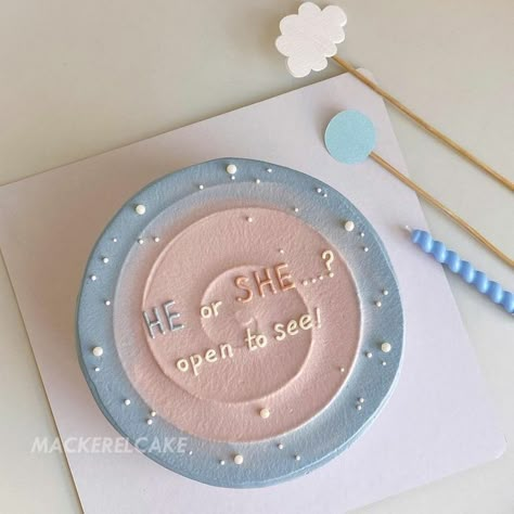 Cute Simple Gender Reveal Cake, Birthday Gender Reveal Cake, Small Gender Reveal Cake Simple, Gender Reveal Lunchbox Cake, Desserts Gender Reveal, Mini Cake Gender Reveal, Gender Reveal Bento Cake Ideas, Gender Reveal Birthday Cake, Dessert Gender Reveal Ideas