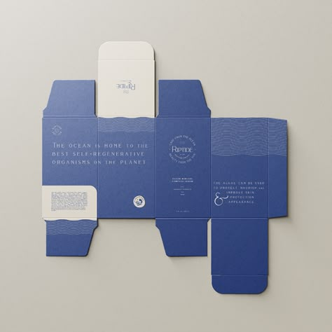 Iskelet Design's Branding and Packaging for Riptide - World Brand Design Society Ocean Packaging Design, Ocean Packaging, Skin Care Packaging Ideas, Packaging Design Beauty, Skin Care Company, Medicine Packaging, Luxury Packaging Design, Packaging Design Trends, Consumer Packaging