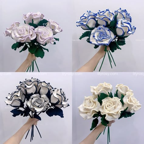 Morning guys,l wanna show you what l have finished recently, a custom order from my dear client, a bunch of different color roses, which color do you prefer? All the flowers use the same patterns-chanel rose pattern which you can find in my shop, link in bio Change the yarn color of last row, you can get different vibes roses❤️❤️，just try it❤️❤️ #preservedflowers #crochetbouquetflower #giftforher #weddingflowers #weddingbouquet #handmadegifts #customgifts #tuilp #sunflower #rose #homedecor #c... Chanel Rose Crochet, Crochet Chanel, Crochet Rose Bouquet, Different Color Roses, Crochet Bouquets, Chanel Rose, Color Roses, Different Vibes, Rose Crochet