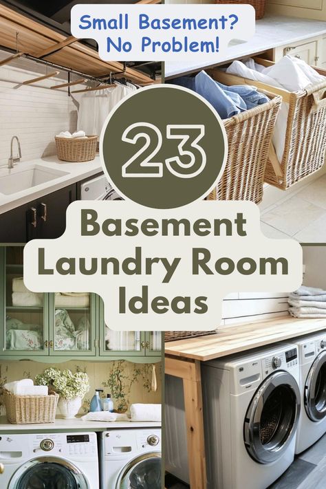 Looking to revamp your laundry space? These genius basement laundry room ideas will inspire you to create a more organized, efficient, and stylish room. Perfect for any basement setup! #LaundryRoomIdeas #BasementDesign #HomeOrganization #LaundryRoomDecor #SmallSpaceSolutions Basement Laundry Room Storage Ideas, Cute Basement Laundry Room, Basement Laundry Rooms Ideas, Laundry Room With Cement Walls, Big Bathroom And Laundry Room Combo, Laundry Room Design With Hot Water Heater, Unfinished Laundry Room Organization, Washer And Dryer In Basement, How To Make A Basement Laundry Room Look Nice