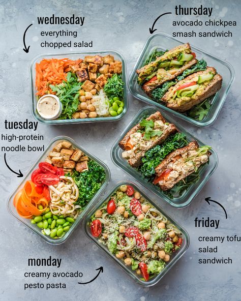 Budget-Friendly Vegan Lunches for the Week (10 Ingredients Only!) Rainbow Plant Life, Vegan Lunch Box, Easy Vegan Lunch, Vegan Grocery, Vegetarian Meal Prep, Work Lunches, Vegan Lunches, Prepped Lunches, Vegan Meal Prep