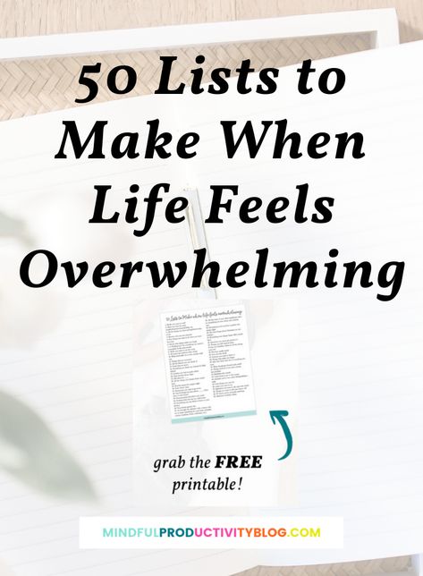 50 Lists to make when life feels overwhelming — Sarah Steckler | Plan & Publish 50 Lists To Make When Youre Feeling Down, Lists To Make Ideas, List Of Lists To Make, List Making Ideas, Lists To Make Journal, Journal Lists Ideas, List Journal Ideas, The Worst Feelings, Journal List