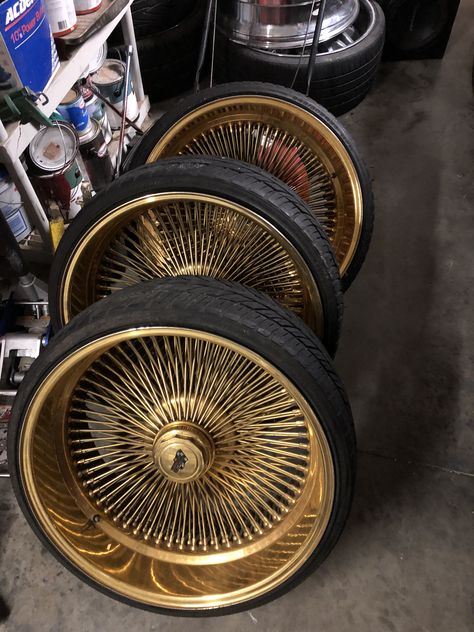 Dayton wire wheels Alloy Wheels Design, Used Rims For Sale, Gold Rims Wheels, Dayton Wheels, Dayton Rims, Chevy Caprice Classic, B13 Nissan, Custom Wheels Cars, Custom Wheels And Tires