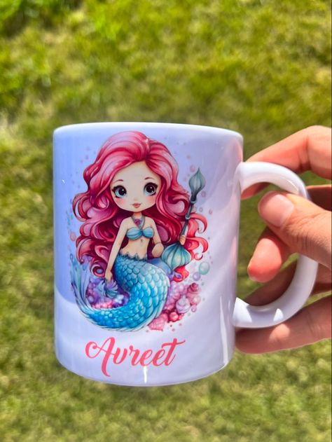 Birthday return gift idea, gift for her #giftforher Mermaid Mug, Mug With Name, Mermaid Mugs, Mug Sublimation, Glass Tumblers, Name Mugs, Personalized Glass, Tumbler With Straw, Glass Tumbler