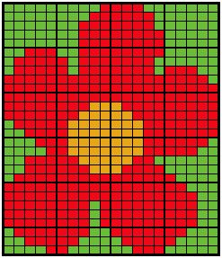 Large Intarsia Flower Knitting Chart » Knitting-and.com Intarsia Knitting Charts, Punto Fair Isle, Flower Knitting, Intarsia Knitting, Intarsia Patterns, Color Graphing, Pixel Crochet, Tapestry Crochet Patterns, Pola Kristik