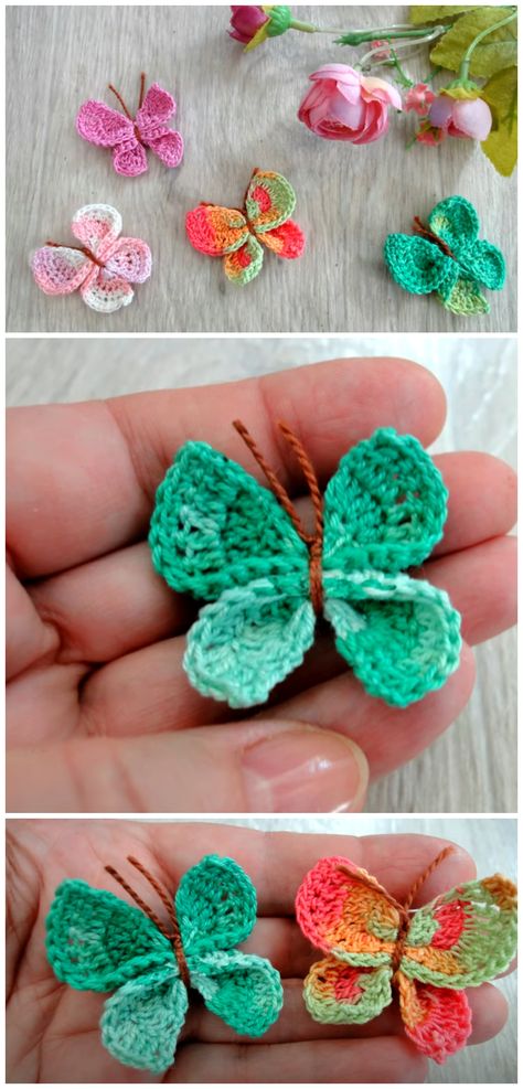 Tiny Crochet Butterfly Pattern, Crochet Butterfly Border Free Pattern, Small Butterfly Crochet Pattern, Butterfly Crochet Applique Pattern Free, Crochet Butterfly Hat Free Pattern, Mini Butterfly Crochet Pattern, Crochet Butterflies Free Pattern Easy, Crochet Small Butterfly, Crochet Mini Butterfly