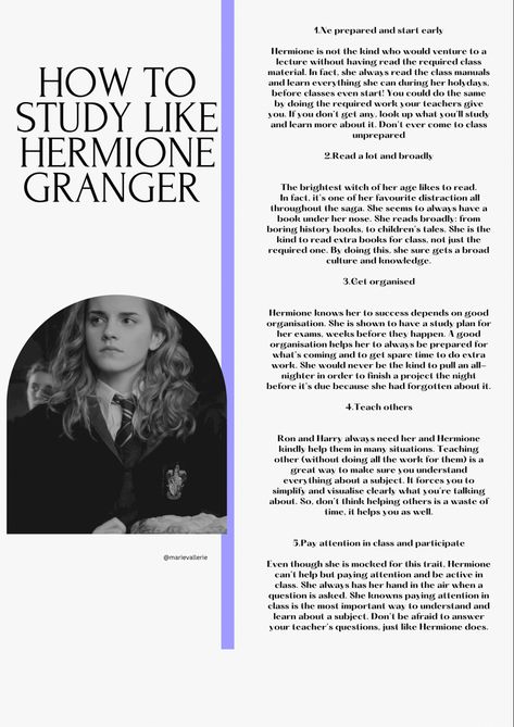 Study Tips From Hermione Granger, Study Like Hermione Granger Tips, Harmonie Granger Study Motivation, Hermione Granger Inspiration, How To Be Like Emma Watson, Motivation To Read Books, Hermione Granger Reading List, The Brightest Witch Of Her Age, How To Be Top Student