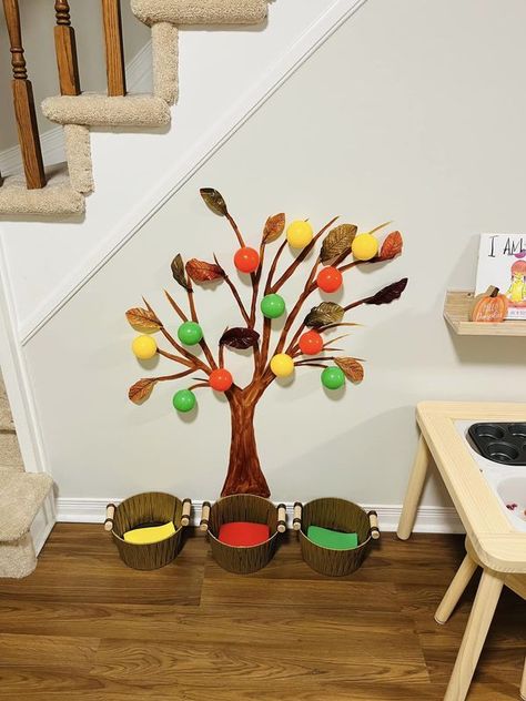 Sensory Play | This is our sorting tree | Facebook Preschool Apple Activities, Preschool Dramatic Play, Dramatic Play Preschool, Preschool Fall, Apple Activities, Easy Toddler, Daycare Activities, Craft Classes, Apple Picking