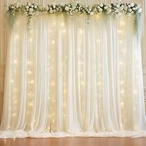 Wedding Backdrop With Lights, Wedding Tulle Backdrop, Curtain With Lights, Curtains With Lights, Backdrop With Lights, Wedding Backdrop Ceremony, Wedding Backdrop Reception, Chiffon Backdrop, Boho Winter Wedding