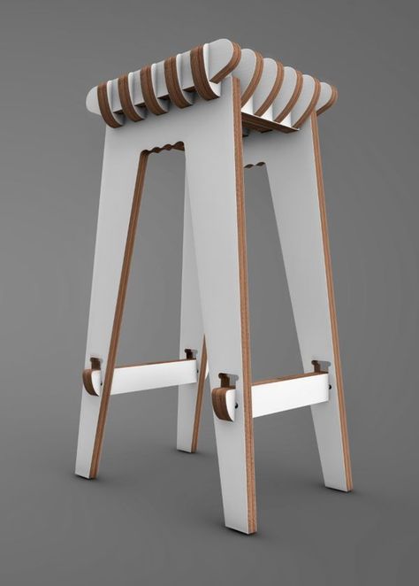 Plywood Stool, Laser Cut Furniture, Cnc Furniture Plans, Plywood Projects, Plywood Design, Kursi Bar, Plywood Chair, Cardboard Design, Leather Chaise