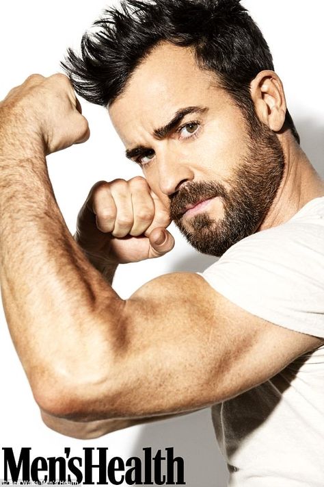 He's pumped: Justin Theroux talked about his exercise regime, his career and his tattoos in an interview with Men's Health but didn't touch on his February split with wife Jennifer Aniston Man Flexing, Men's Health Magazine, Mens Health Magazine, Workout Routine For Men, Justin Theroux, Muscle Building Workouts, Men's Health Fitness, Men's Health, Image Fun