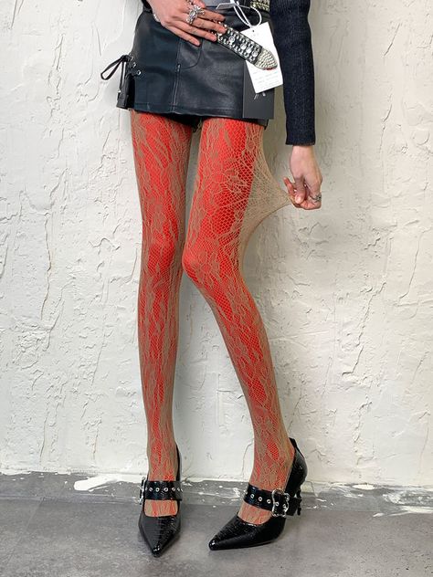 Step into sophistication with our exquisite tights that feature delicate lace detailing and an intricate cut-out design. Crafted for the fashion-forward individual, these tights seamlessly blend elegance and allure. The lace accents add a touch of femininity, while the cut-out patterns create a captivating visual appeal, perfect for elevating any outfit. Ideal for both casual and formal occasions, these tights are a must-have addition to your wardrobe, offering style and comfort in every step.  Please note that this price includes a pair of tights. Funky Tights Outfits, Design Tights, Layered Tights, Plus Size Goth Fashion, Color Tights, 22nd Bday, Plus Size Kawaii, Kawaii Sweatshirt, Red Y2k