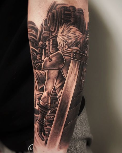 Ff7 Tattoo Ideas, Final Fantasy Vii Tattoo, Vii Tattoo, Ff7 Tattoo, Cloud Final Fantasy Vii, Final Fantasy Tattoo, Tattoo Party, Fantasy Tattoo, Fantasy Tattoos