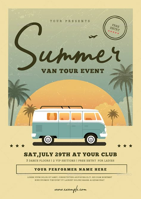 Summer Event Design, Festival Flyer Design Inspiration, Summer Graphic Design Poster, Summer Festival Design, Summer Event Poster, Summer Design Poster, Summer Poster Ideas, Creative Flyer Design Ideas Graphics, Vintage Flyer Design