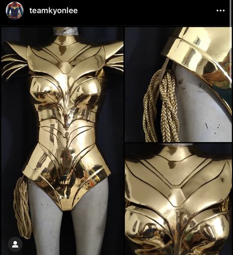 Dress Armor, Futuristic Costume, Gold Bodysuit, Gold Corset, Gold Armor, Armor Dress, Superhero Suits, Wonder Woman Cosplay, Female Armor