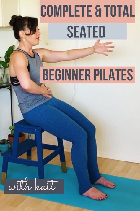 This class is for total and complete beginners to Pilates. No mat is needed, just find a seat and you'll be able to work on your core, posture, and over all strength in a safe and slow class. Kait will help you find your abdominal muscles even while in a chair.  #pilateswithkait #kaitcoatspilates #beginnerpilates #pilates #seatedpilates #20minbeginnerpilates #beginnerworkout Chair Pilates For Beginners, Seated Pilates Exercises, Chair Pilates Exercises, Seated Pilates, Chair Aerobics, Desk Stretches, Chair Pilates, Abdominal Stretches, Pilates Chair