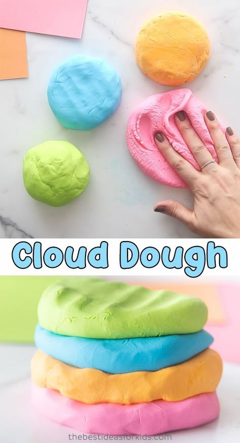 Cloud Dough, Playdough Recipe, Homemade Dough, Diy Crafts For Girls, Craft Projects For Kids, Toddler Fun, Toddler Learning Activities, Play Dough, Crafts For Girls